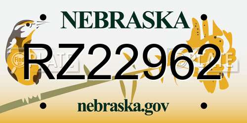 RZ22962 Nebraska License Plate