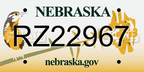 RZ22967 Nebraska License Plate