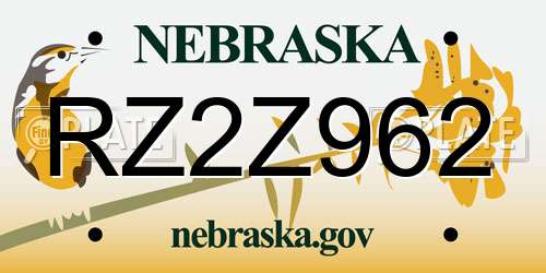 RZ2Z962 Nebraska License Plate