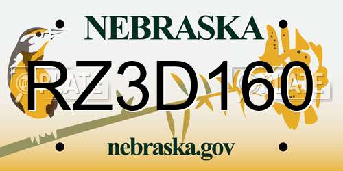 RZ3D160 Nebraska License Plate