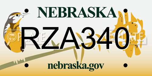 RZA340 Nebraska License Plate