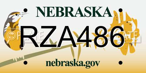RZA486 Nebraska License Plate