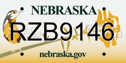 RZB9146 Nebraska License Plate