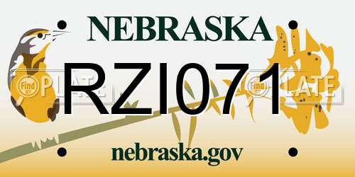 RZI071 Nebraska License Plate