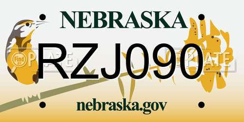 RZJ090 Nebraska License Plate