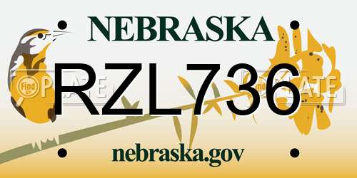 RZL736 Nebraska License Plate