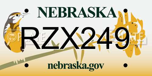 RZX249 Nebraska License Plate
