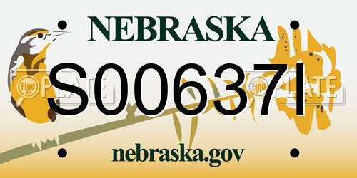 S00637I Nebraska License Plate