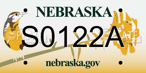 S0122A Nebraska License Plate