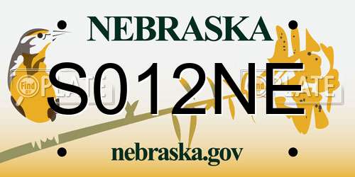 S012NE Nebraska License Plate