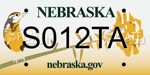 S012TA Nebraska License Plate