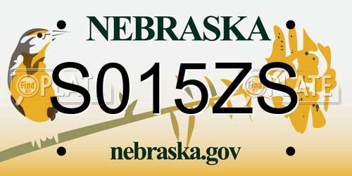 S015ZS Nebraska License Plate