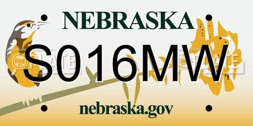 S016MW Nebraska License Plate