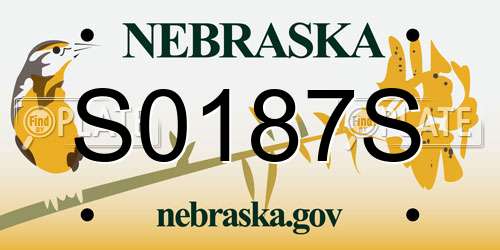S0187S Nebraska License Plate