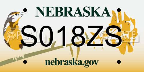 S018ZS Nebraska License Plate