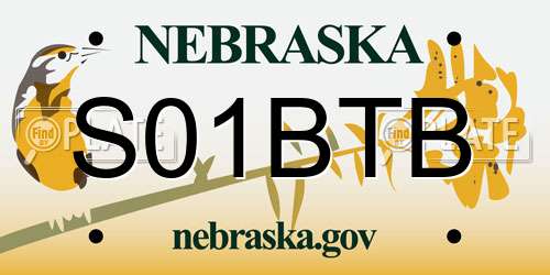 S01BTB Nebraska License Plate