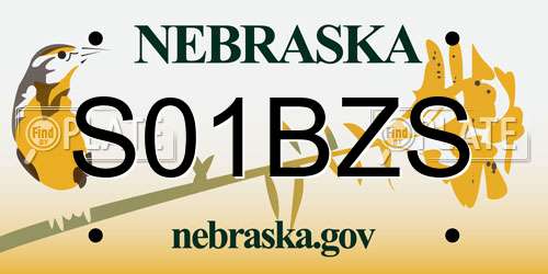 S01BZS Nebraska License Plate