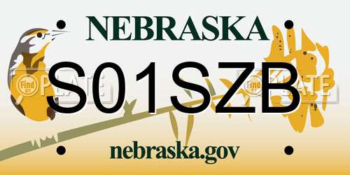 S01SZB Nebraska License Plate