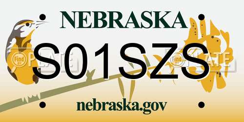 S01SZS Nebraska License Plate