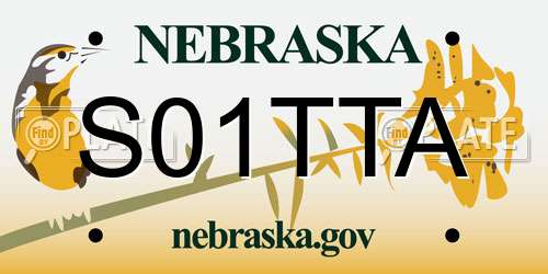 S01TTA Nebraska License Plate