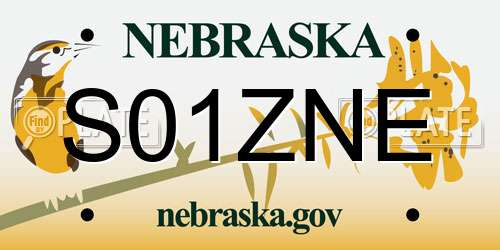 S01ZNE Nebraska License Plate