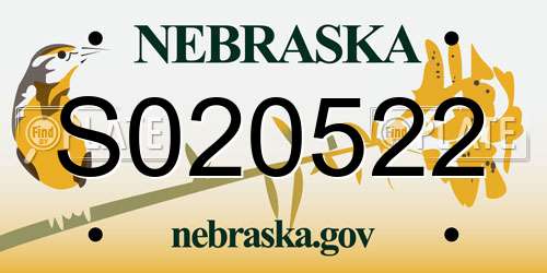 S020522 Nebraska License Plate