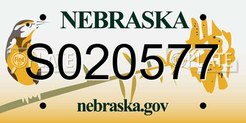 S020577 Nebraska License Plate