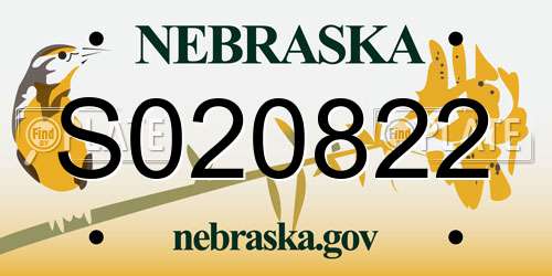 S020822 Nebraska License Plate