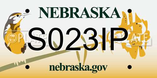 S023IP Nebraska License Plate