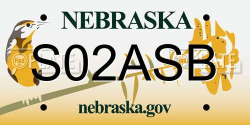 S02ASB Nebraska License Plate