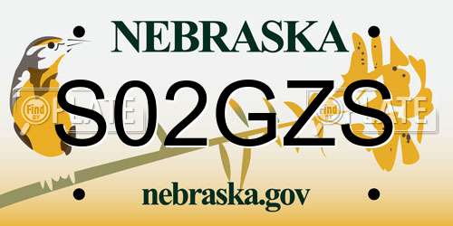 S02GZS Nebraska License Plate