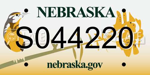 S044220 Nebraska License Plate