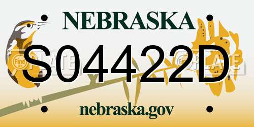 S04422D Nebraska License Plate