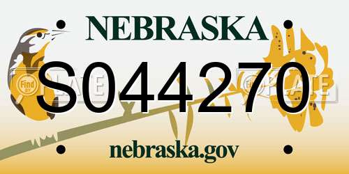 S044270 Nebraska License Plate