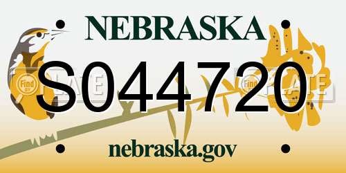 S044720 Nebraska License Plate