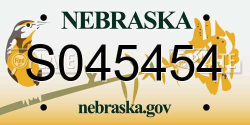 S045454 Nebraska License Plate