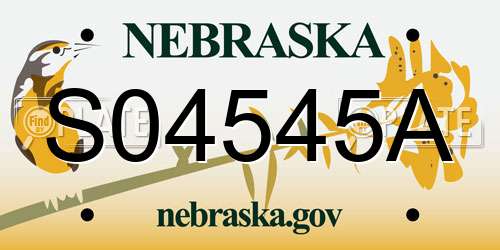 S04545A Nebraska License Plate