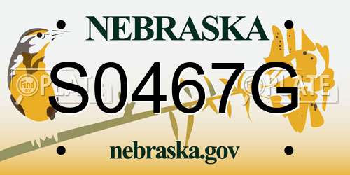 S0467G Nebraska License Plate