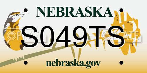 S049TS Nebraska License Plate