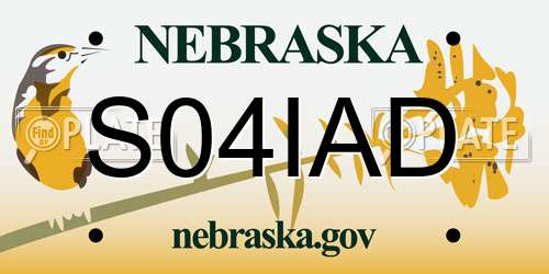 S04IAD Nebraska License Plate