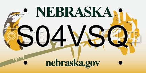S04VSQ Nebraska License Plate