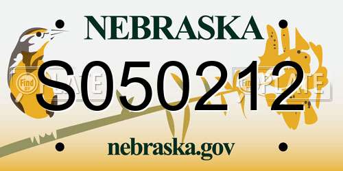 S050212 Nebraska License Plate