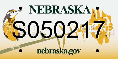 S050217 Nebraska License Plate