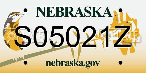 S05021Z Nebraska License Plate
