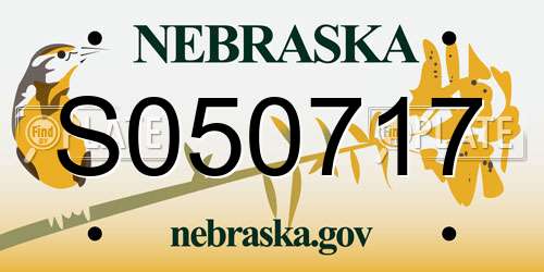 S050717 Nebraska License Plate
