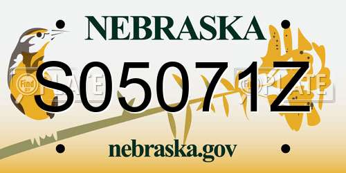 S05071Z Nebraska License Plate