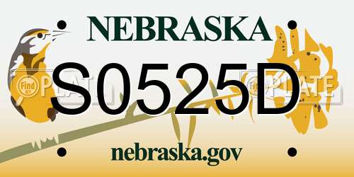 S0525D Nebraska License Plate