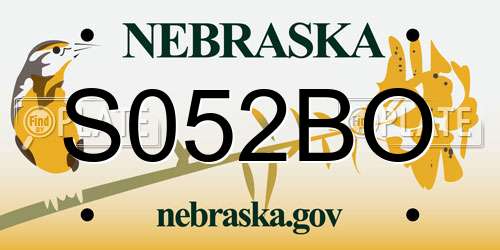 S052BO Nebraska License Plate