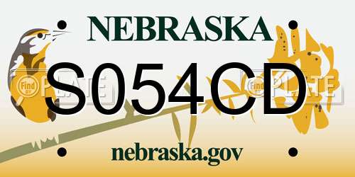 S054CD Nebraska License Plate