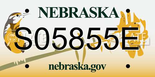 S05855E Nebraska License Plate